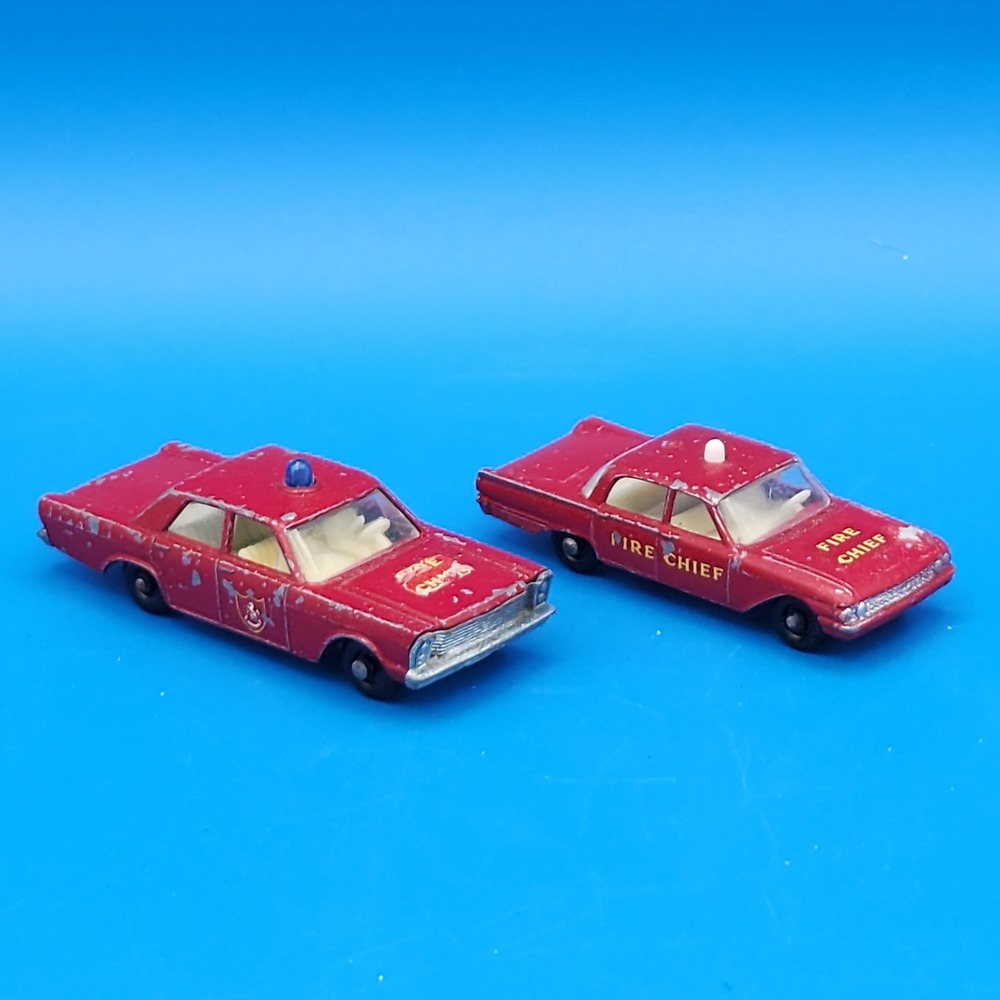 Vintage Matchbox Fire Chief Ford Galaxie & Ford Fairlane